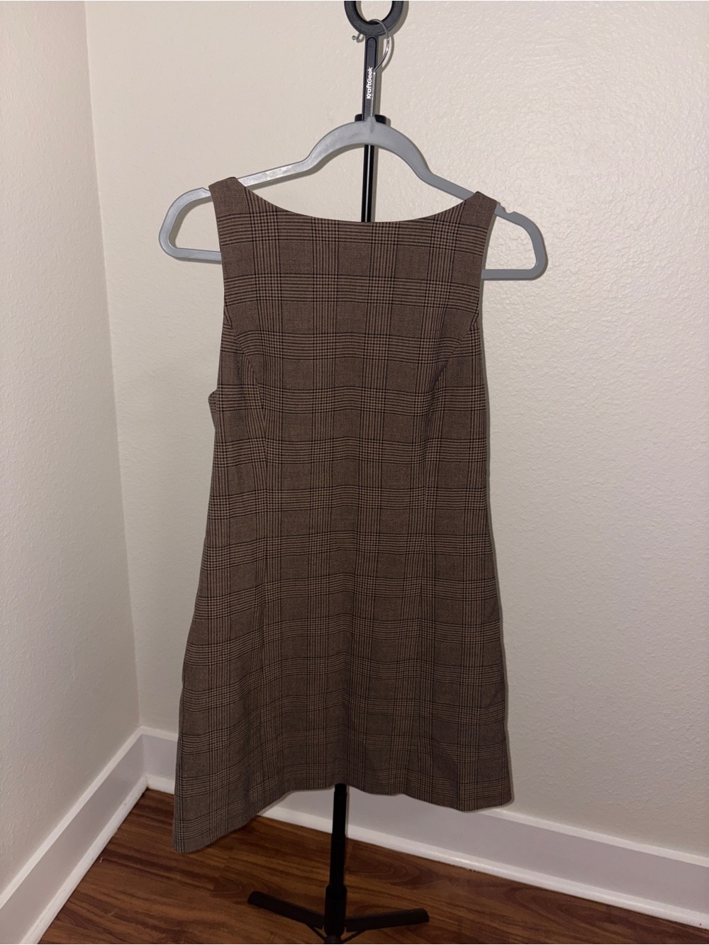 Aritzia Brown Plaid Sleeveless Mini Dress